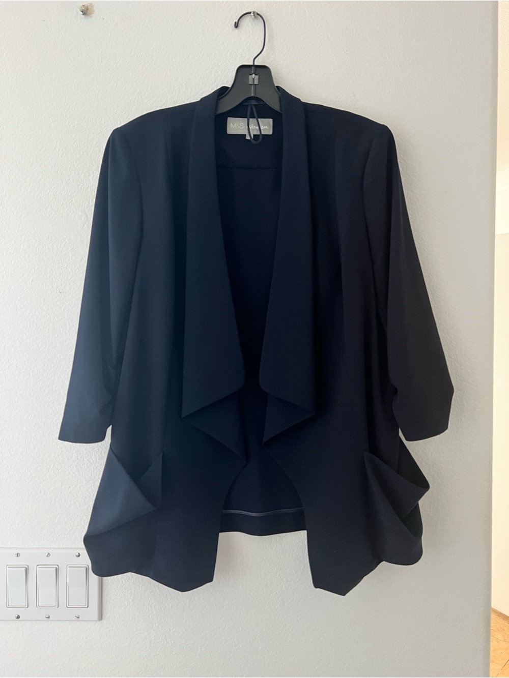 Navy blue Marks & Spencer Black Draped Waterfall Blazer